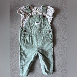 OshKosh B'gosh Baby Floral Lined Lightweight Canvas Overalls